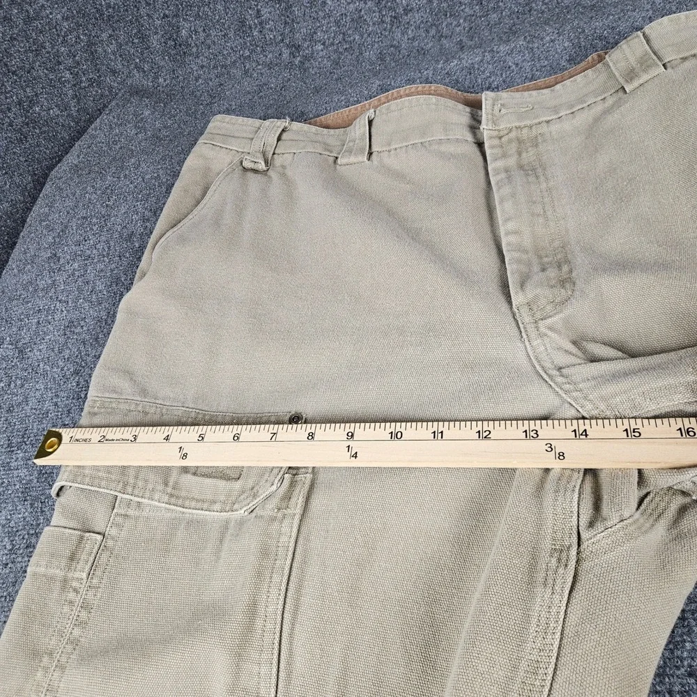 Duluth Trading Co Mens Khaki Tan Cotton Canvas Cargo Work Pants Wide Leg